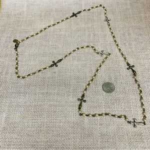 Julio Pearl Rosary Link Cross Charm Necklace